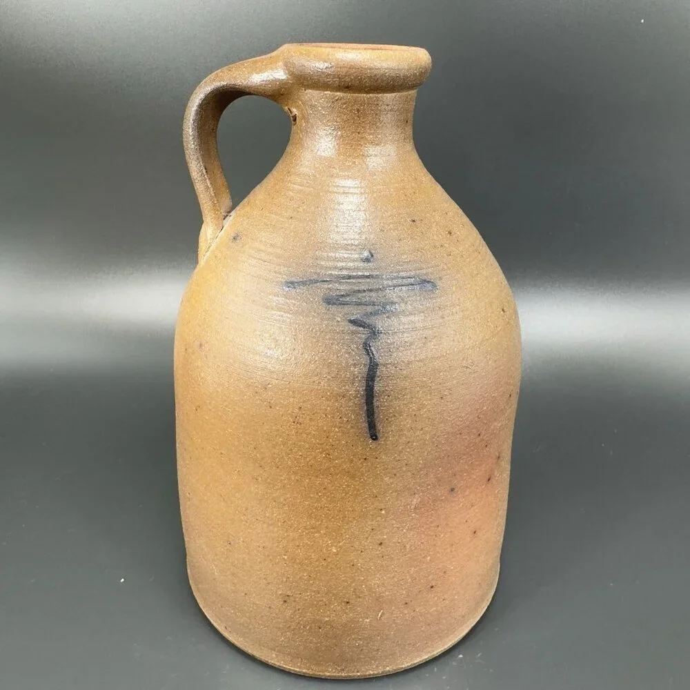 Vintage 1988 Braun Buffalo NY Stoneware Jug Container Brown Salt Glaze Pottery‎